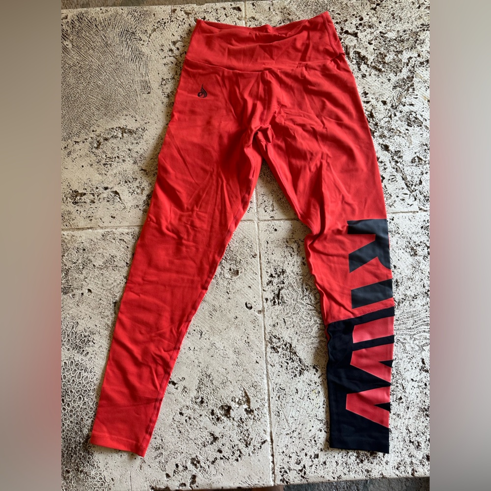 Ryderwear scrunch butt orange and black leggings